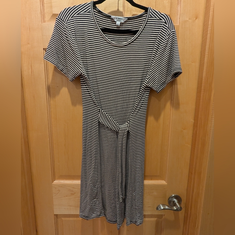 BB Dakota Striped Midi Dress with Waist Tie